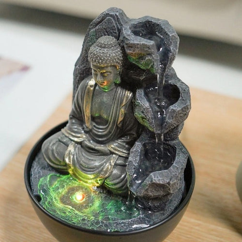 Buddha Zimmerbrunnen mit LED-Beleuchtung