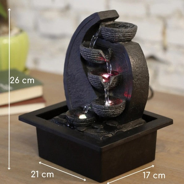 Kaskadenbrunnen mit LED-Beleuchtung – Zen-Dekor