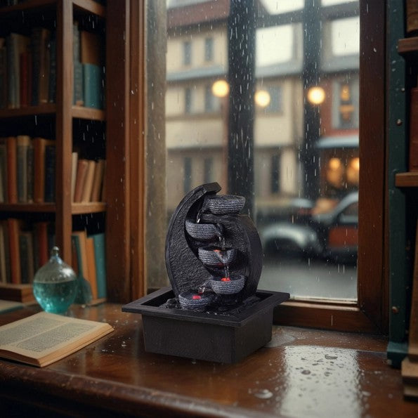 Kaskadenbrunnen mit LED-Beleuchtung – Zen-Dekor