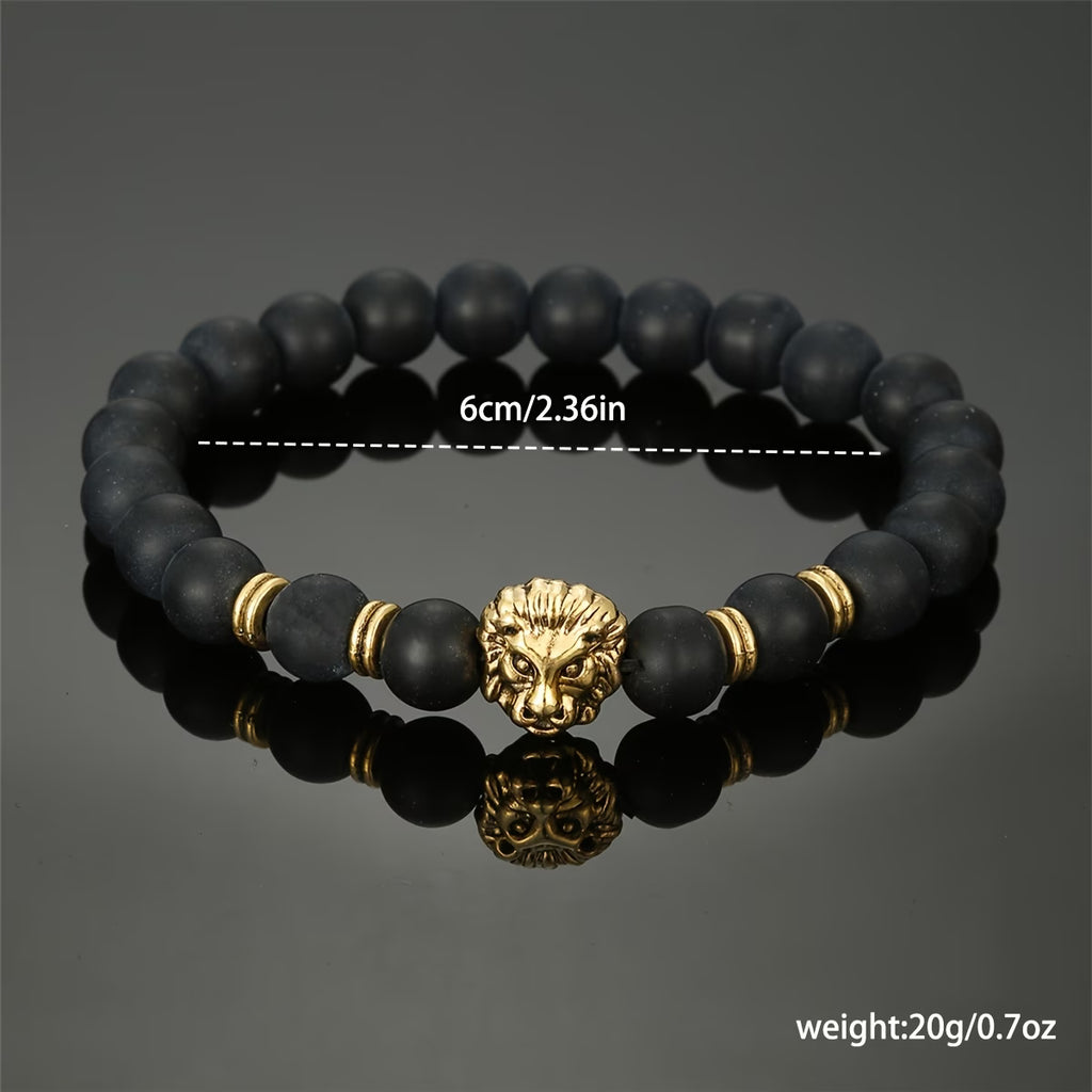 Luxus Herren-Set – Uhr, Löwenkette & Armband (Gold/Schwarz).