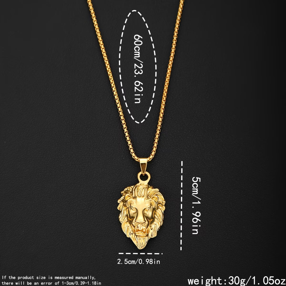 Luxus Herren-Set – Uhr, Löwenkette & Armband (Gold/Schwarz).