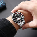 Elegantes Herren-Schmuckset mit Armbanduhr – Silber